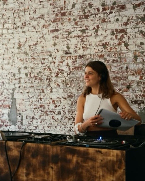Camilla DJing at Archivio Records in Brooklyn